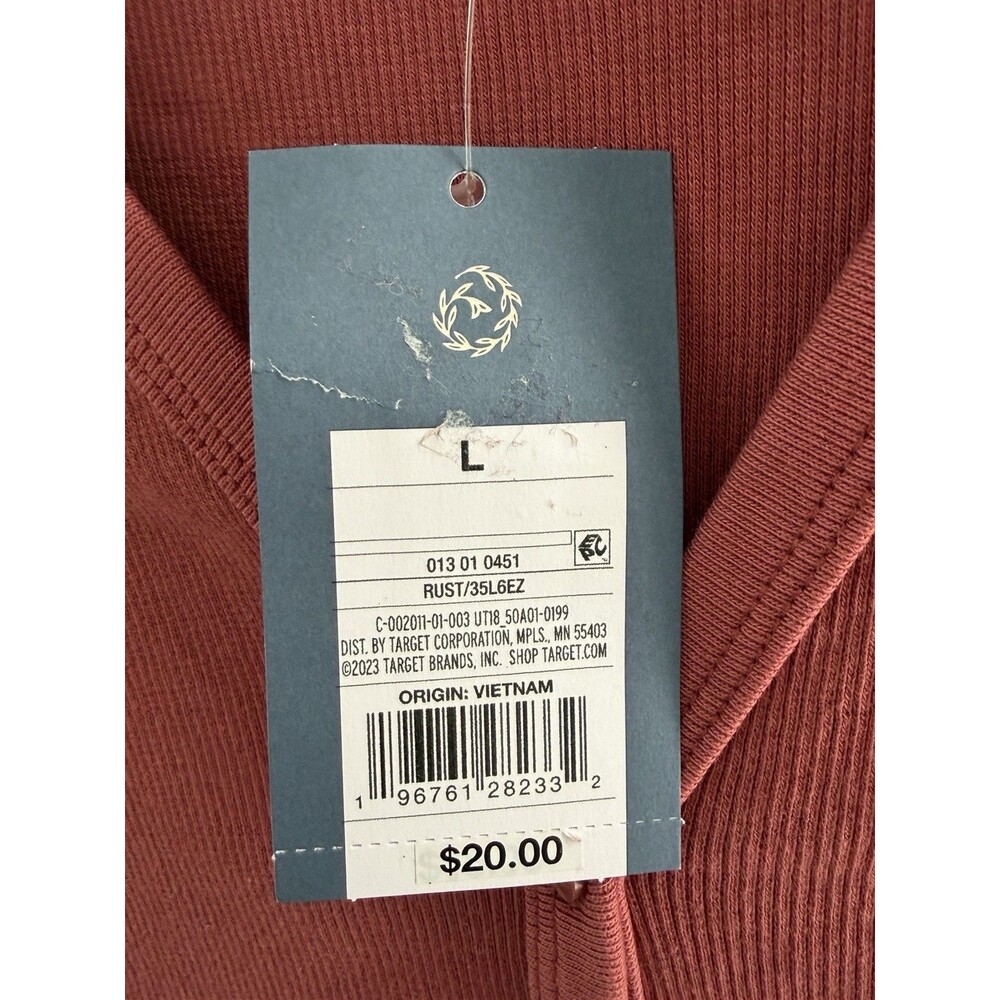 Universal Thread Ribbed Button Front Short Sleeve Top Rust Large NWT - Picture 5 of 9